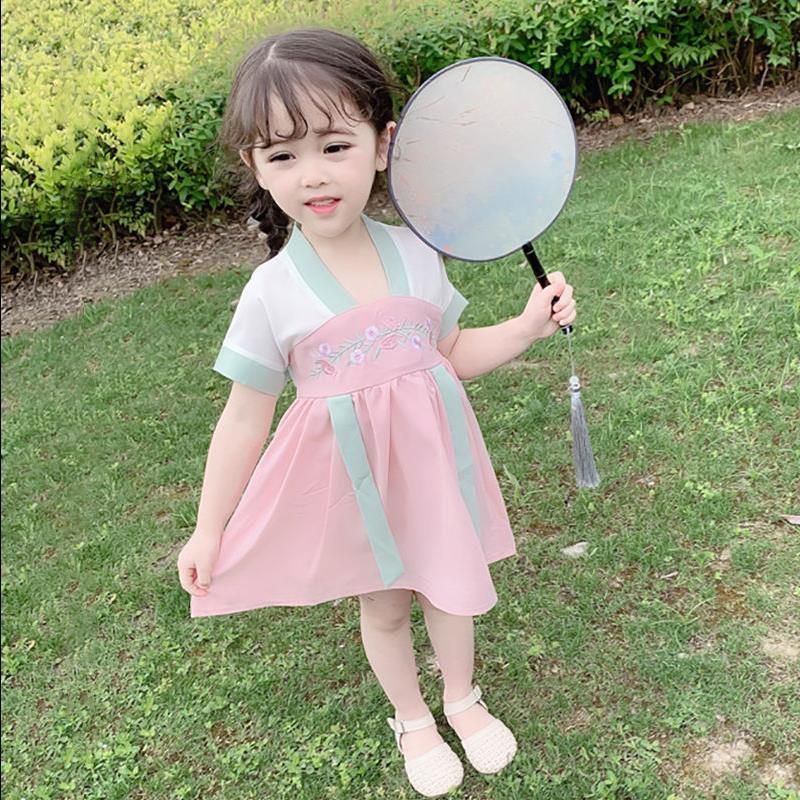Girls' Hanfu Dress Girls' baby's Retro western style ancient Chinese style Tang style children's Dress Girls' summer dress skirt