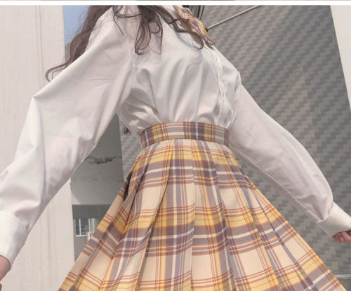 2021 mountain blowing high waist skirt spring and summer JK uniform lattice skirt suit skirt student pleated skirt Japanese Department