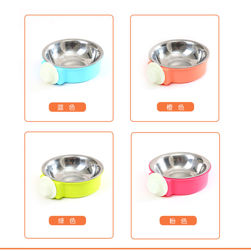 Pet cat supplies cat bowl stainless steel food bowl dog bowl hanging fixed feeding eating drinking water dog bowl