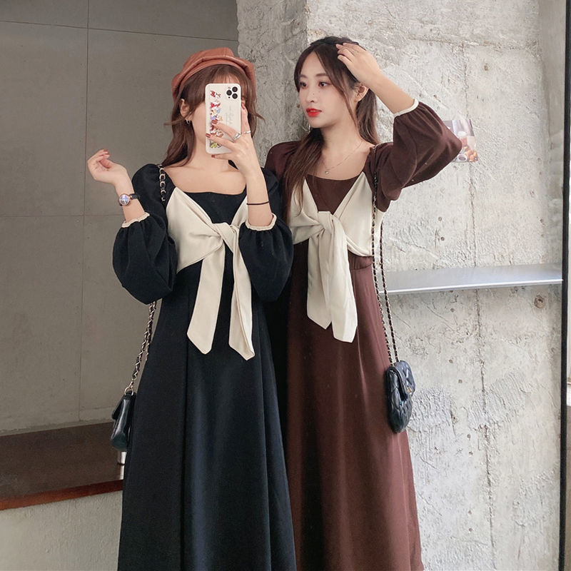 Autumn fashion temperament shows thin design sense bow shows figure dress high quality fabric