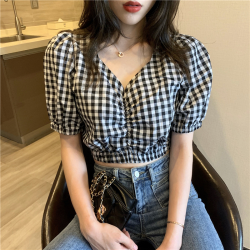 Real-price American Style Short Sleeve Checker Shirt