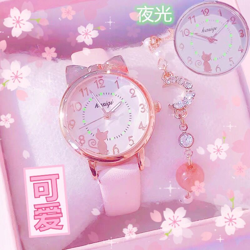 Watch children's Little Princess Pink luminous lovely student digital quartz electronic watch cartoon Korean version Japanese girl