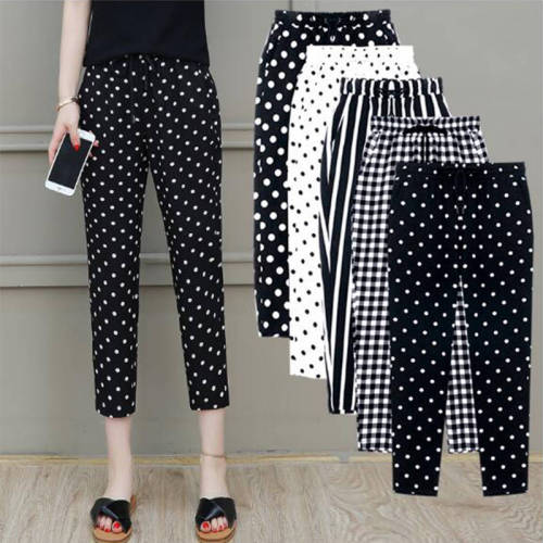 Spring and summer 2020 new high waisted pants children's loose seven point foreign style small fragrant style nine point small feet casual Harem Pants