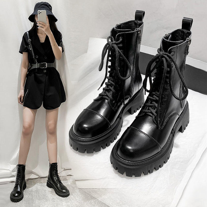 Martin boots women's Plush fall / winter 2020 new student's English style, thick bottom, versatile, slim and high rise, mid-range boots