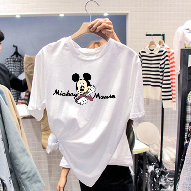 White Mickey T-shirt women's new summer loose Korean student super fire ins cartoon short sleeve top trend