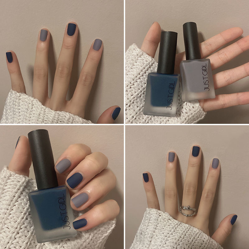 Naked, frosted, nail polish, dry, dry, peeled, non-toxic, haze, blue, high end, durable student suit.