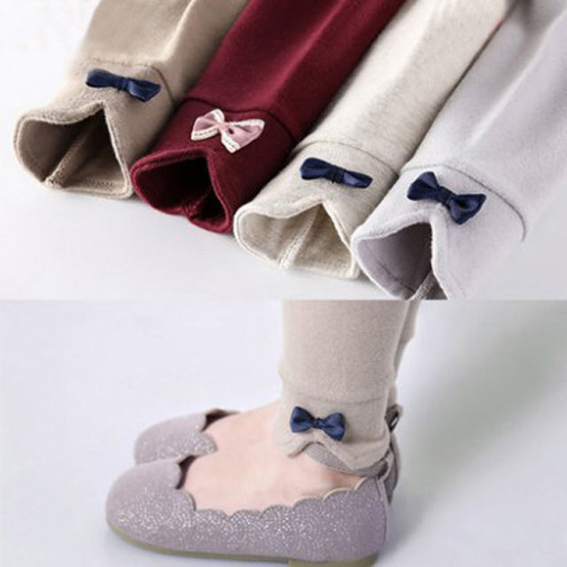 Girls' Leggings with velvet and bow for children's spring dress 2020 new autumn and winter children's Leggings