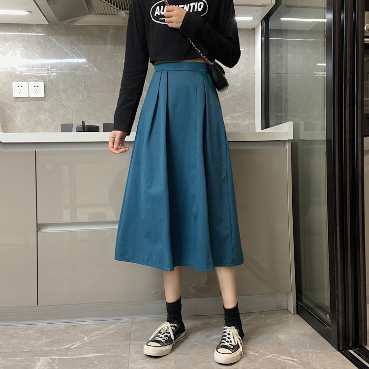 Real shot real price new Korean version half elastic waist temperament show thin word skirt skirt