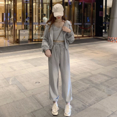 Spring and autumn new style foreign style thin pants temperament goddess fan Yujie fashion leisure sports three piece suit