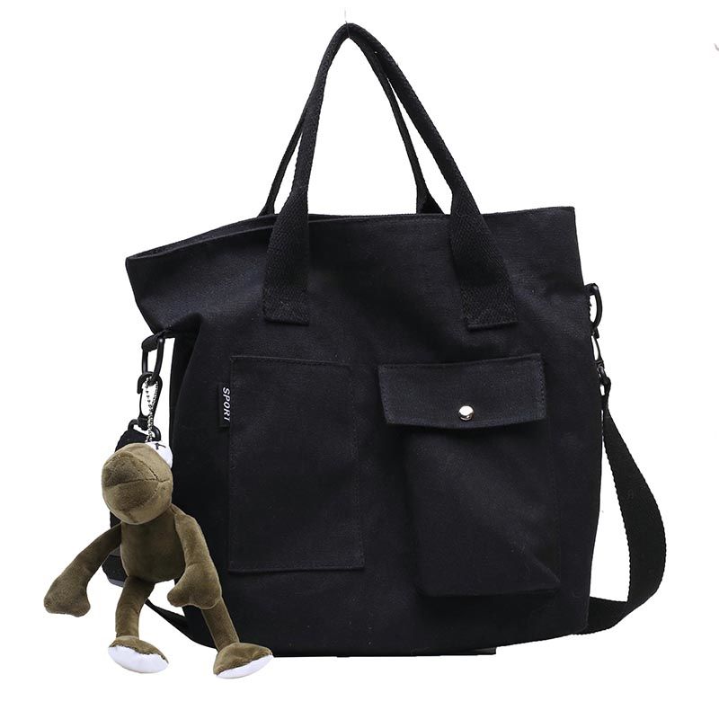 Foreign style canvas bag large bag women 2021 new fashion Korean versatile messenger bag large capacity one shoulder handbag