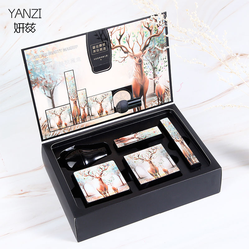 [milu deer makeup five piece] Cosmetic Makeup Set holiday gift lipstick makeup powder Mascara box