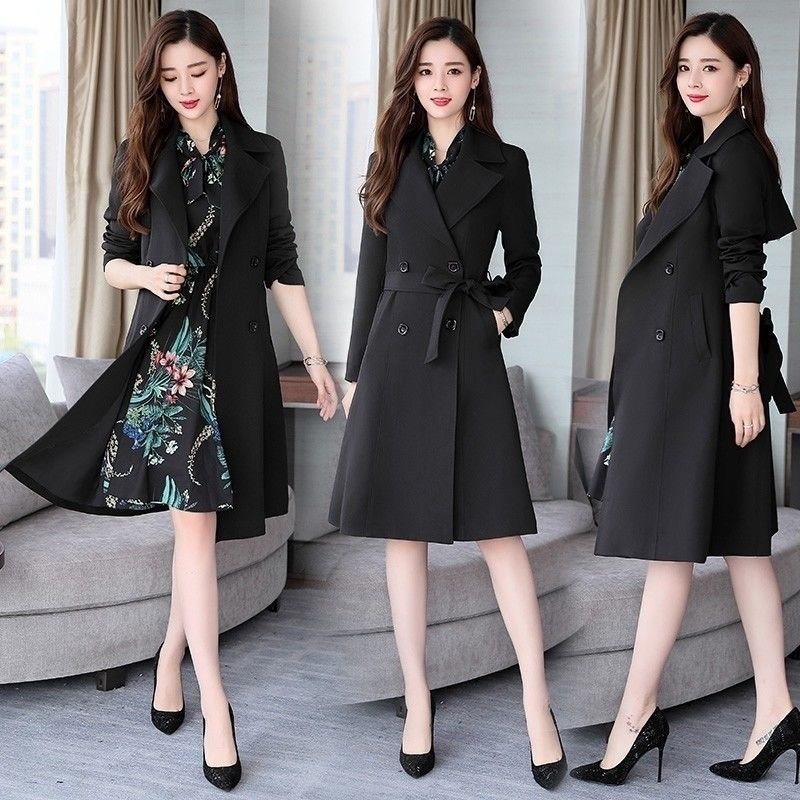 One piece / suit windbreaker coat two piece spring new style cape coat temperament suit medium length