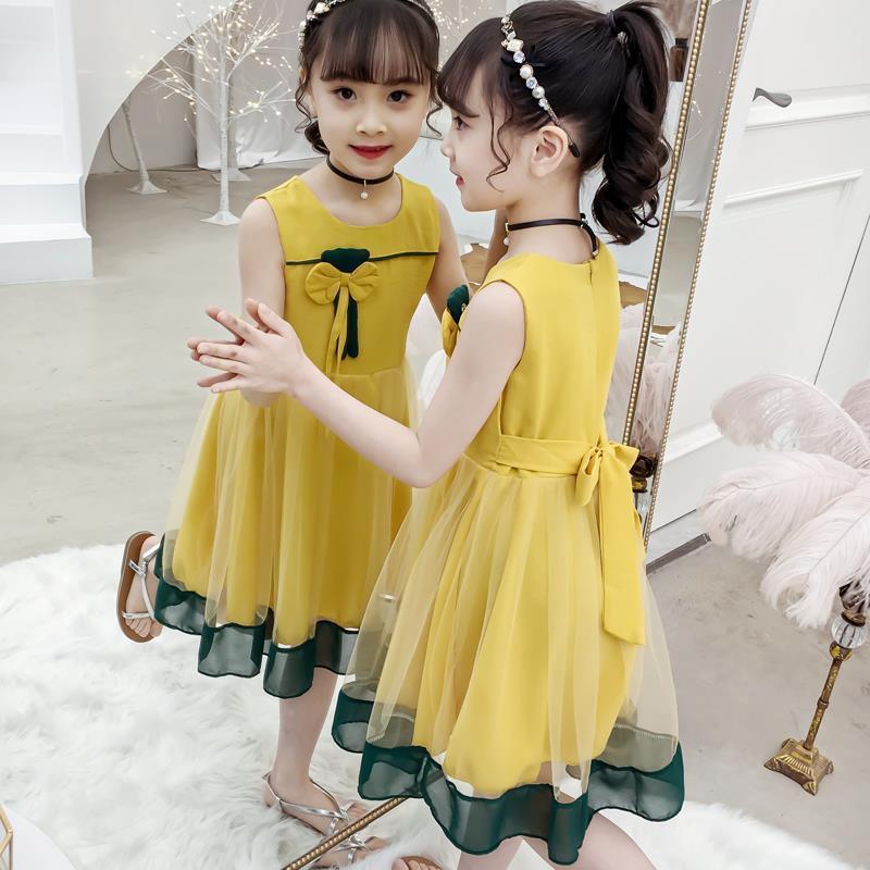 Girls' dress 2020 new summer dress children's foreign style princess skirt little girl's sleeveless Chiffon medium and large children's skirt
