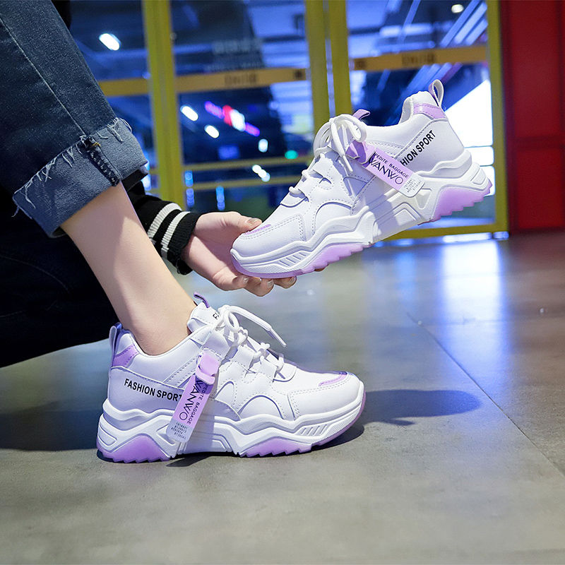 Autumn 2020 new female student sports shoes versatile small white shoes Korean casual shoes fashion ins dad shoes board shoes