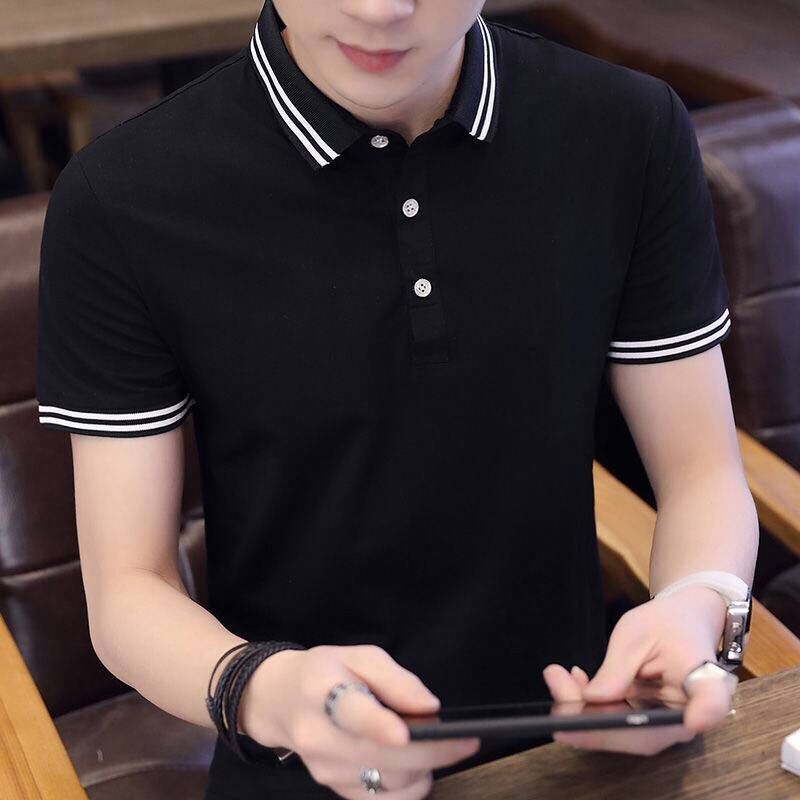 New men's Lapel short sleeve polo shirt men's short sleeve T-shirt half sleeve upper garment loose bottoming shirt fashion brand T-shirt