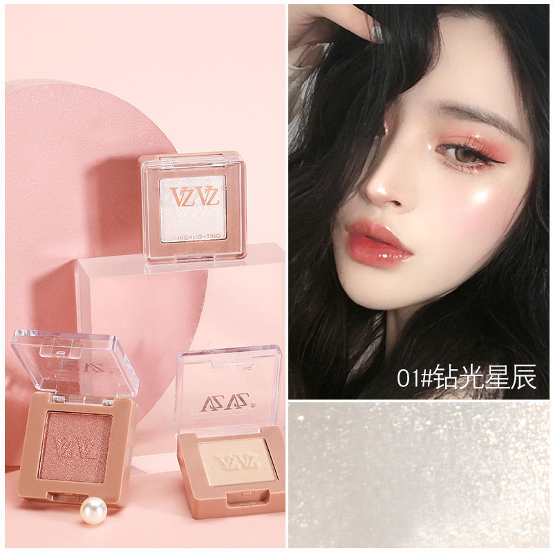 High gloss bake ins high gloss powder, bright pearl, glossy, shading, thin face, nose shadow, red powder.