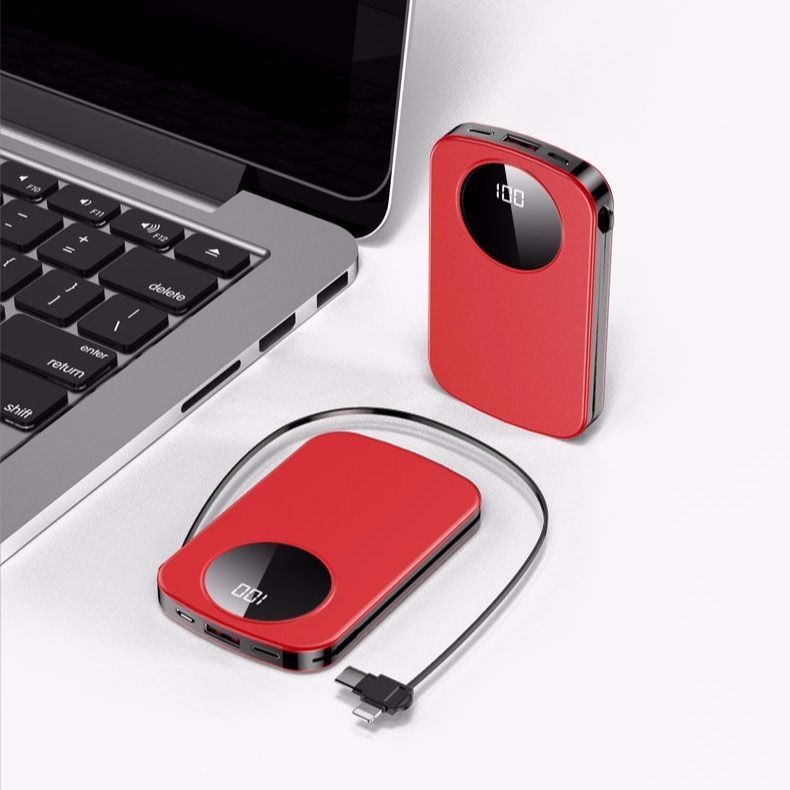 Self cable Mini large capacity power bank 20000 Ma cable is suitable for Apple Huawei oppo mobile power supply