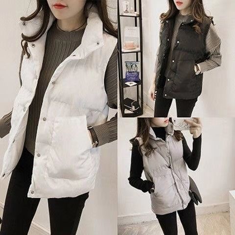 Spring and autumn 2020 new Korean waistcoat women's slim fit short cotton padded vest sleeveless shoulder student coat bread suit