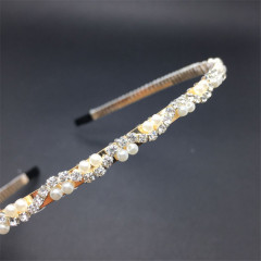 Real shot of new Korean diamond headband small fragrance pearl hairband Yiwu headdress