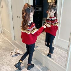 Girls' Pullover Sweater new children's clothing knitwear children's little girl's foreign style autumn and winter bottom coat thickened