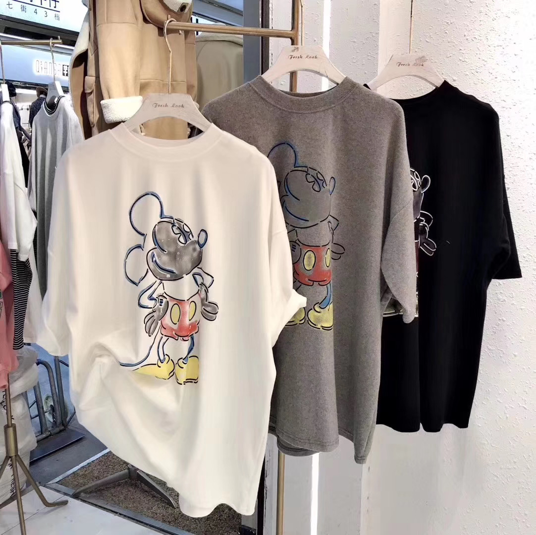 6535 cotton East Gate 2020 Korean casual loose round neck Mickey cartoon short sleeve t-shirt female