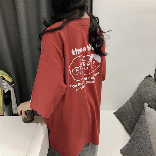 Short sleeve T-shirt women's cotton Korean fashion students lazy wind loose super fire foreign style strange smell wear clothes