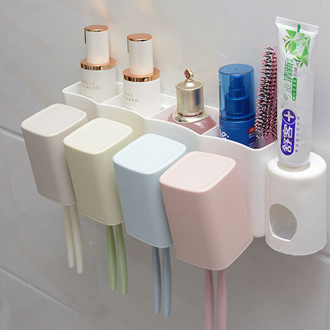 [shuimanou] 1 / 2 / 3 / 4 mouth toothbrush rack + toothpaste squeezer washing suit toothpaste box mouthwash cup without perforation