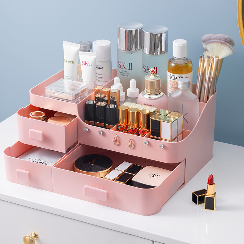 Drawer type cosmetic storage box large finishing skin care desktop dressing table plastic lipstick shelf finishing box