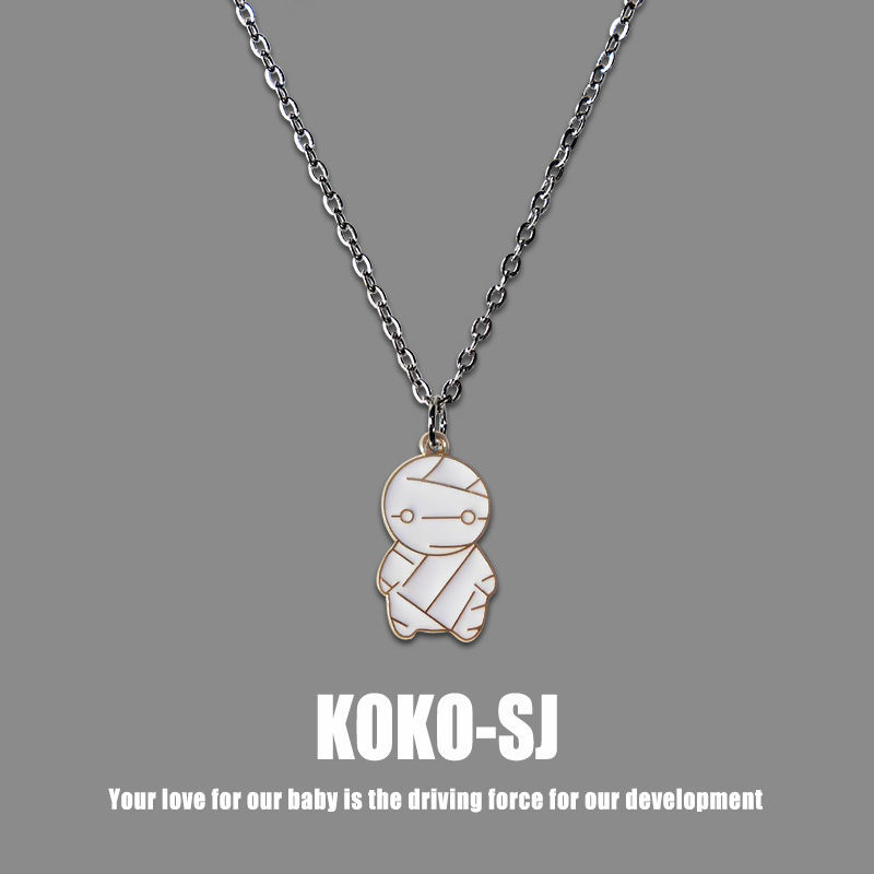 Cartoon mummy Necklace childlike fun man hip hop personality pendant female couple accessories sweater chain fashion