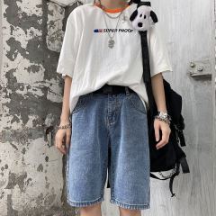 Korean retro wash classic nostalgic jeans men's and women's Pants Capris loose