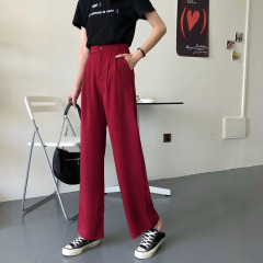 Real price ~ 2021 new Korean vertical high waist straight pants wide leg pants floor pants women's pants