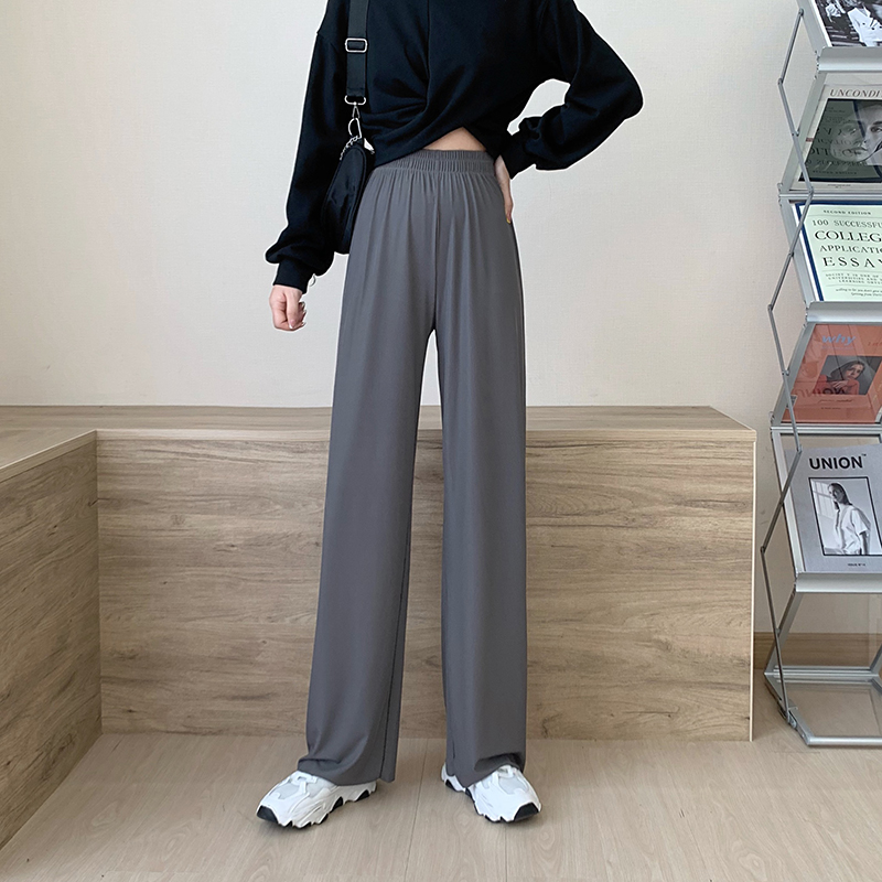 Real shot of autumn Korean version of new high waisted slim drape wide leg pants solid color versatile casual pants