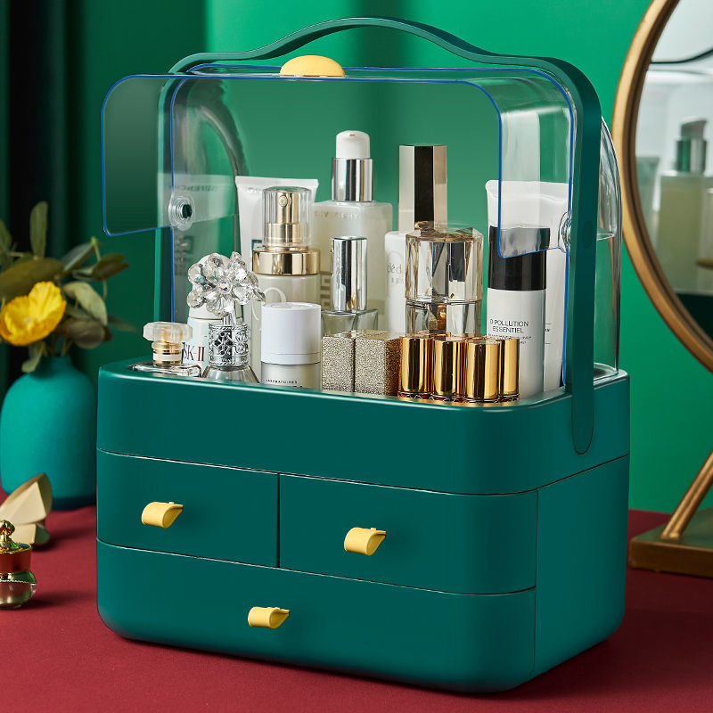 Net red cosmetics storage box dust cover cosmetic box desktop household dressing table lipstick skin care products shelf