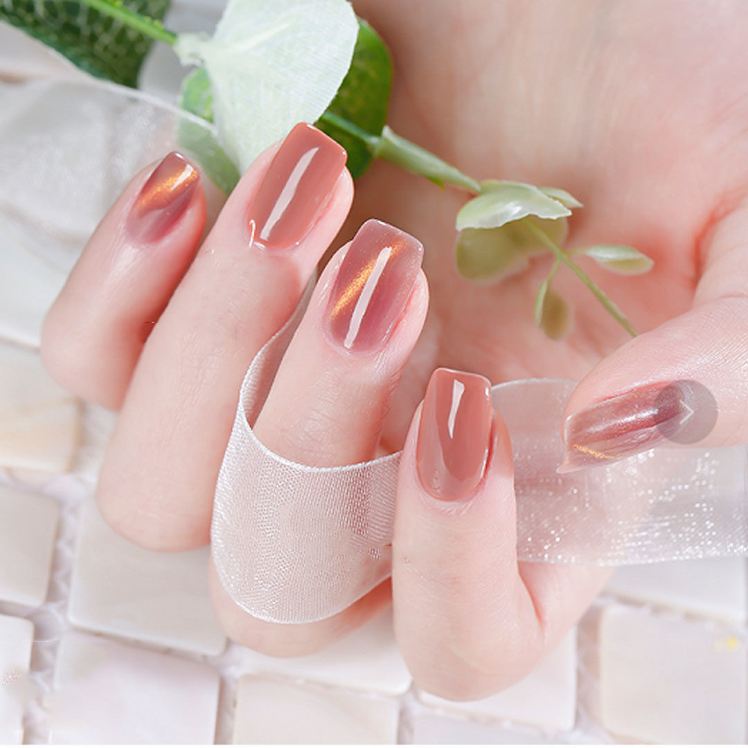 2021 new net red naked powder golden cat's eye nail polish white ice transparent nail polish