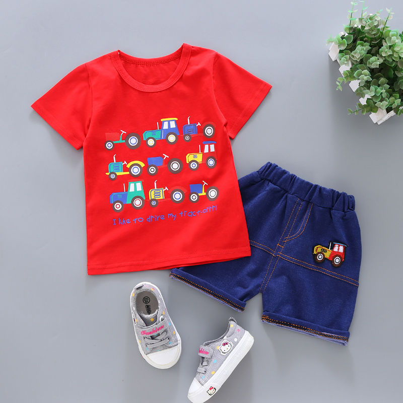 Boys' summer suit new Korean children's foreign style short sleeve shorts boys' two piece summer fashion children's suit