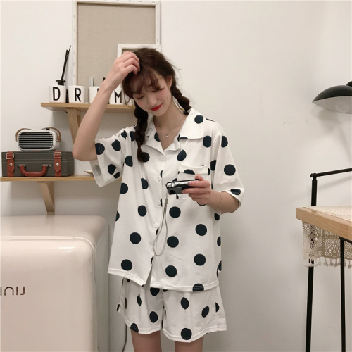 Control price 44 yuan real price wave point pure cotton pajamas short sleeve fresh suit