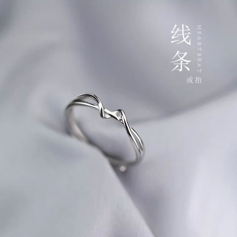 Ring women's 925 pure silver line ring women's sense of fashion design adjustable index finger ring for minority students