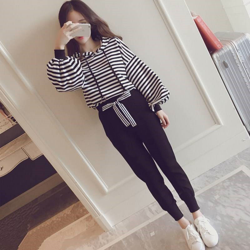 Two piece long sleeve T-shirt + two piece spring and autumn girls' pants
