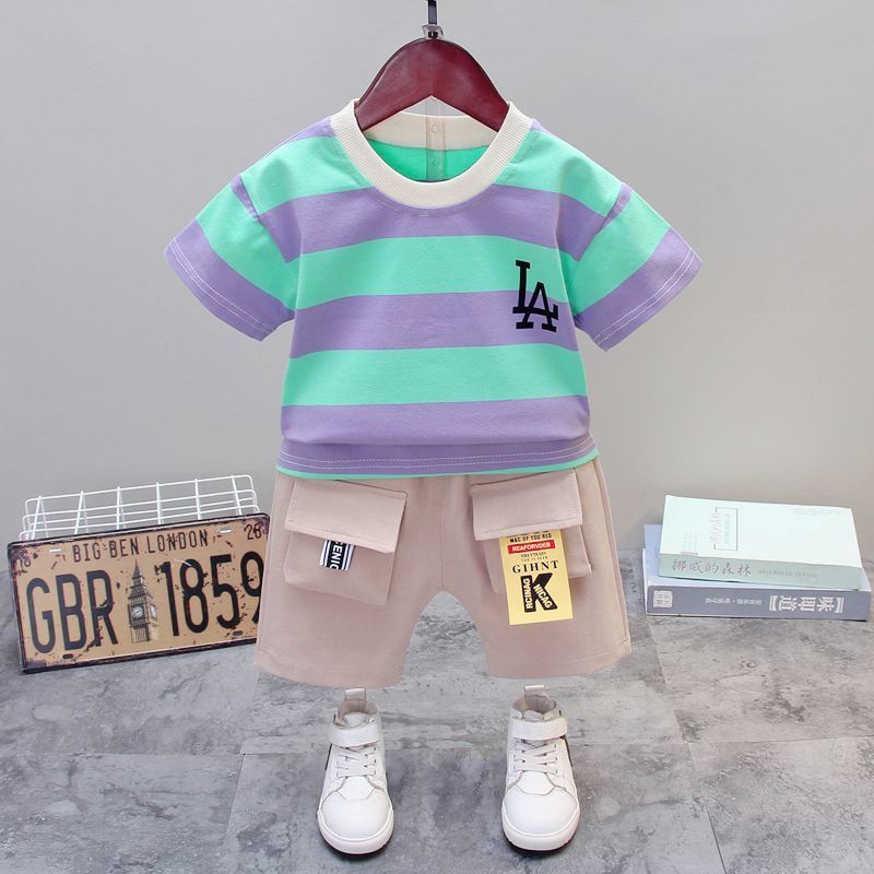 Boys' summer clothes new children's clothes 3 children's suits children's clothes 1 year old foreign style boys' short sleeve shorts fashion