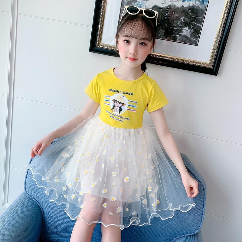 Girls Summer Dress 2020 new puffy yarn skirt dress children's dress little girls skirt children's super foreign princess skirt