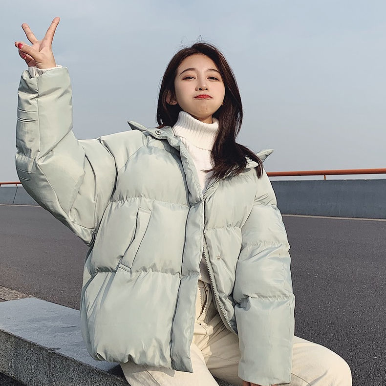 Off season down cotton padded jacket thickened Hooded Jacket Women's Korean autumn and winter new loose cotton padded jacket bread clothes