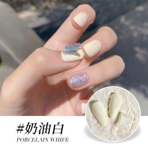 White moon porcelain white nail enamel small set is apricot white pure white transparent white pearl milk yellow protein yogurt white