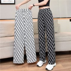 Ice silk wide leg pants women's high waist drape pattern spring and summer new versatile SLIM STRAIGHT pants thin casual