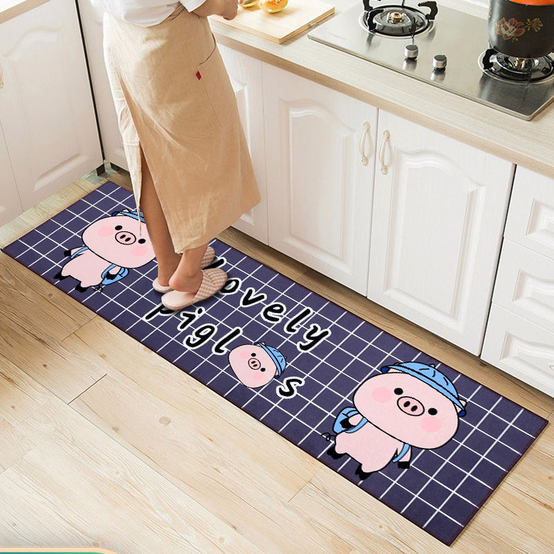 Kitchen floor mat strip oil proof bathroom anti slip mat toilet door water absorption household door mat entrance Mat Carpet