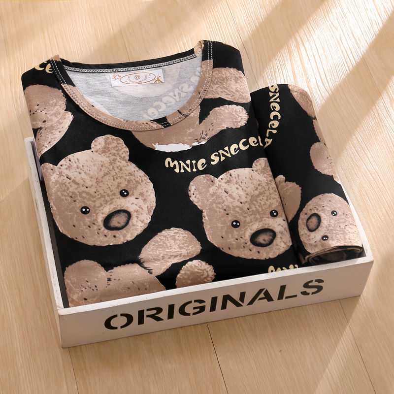 Children's pajamas women's spring autumn cartoon men's and women's autumn clothes suit children's lovely baby long sleeve household clothes
