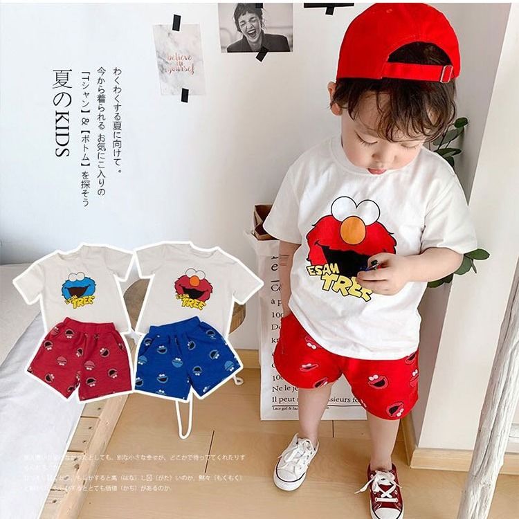2020 new ins children's summer men's and women's suits Cute short sleeve children's shorts handsome T-Shirt Baby Clothes