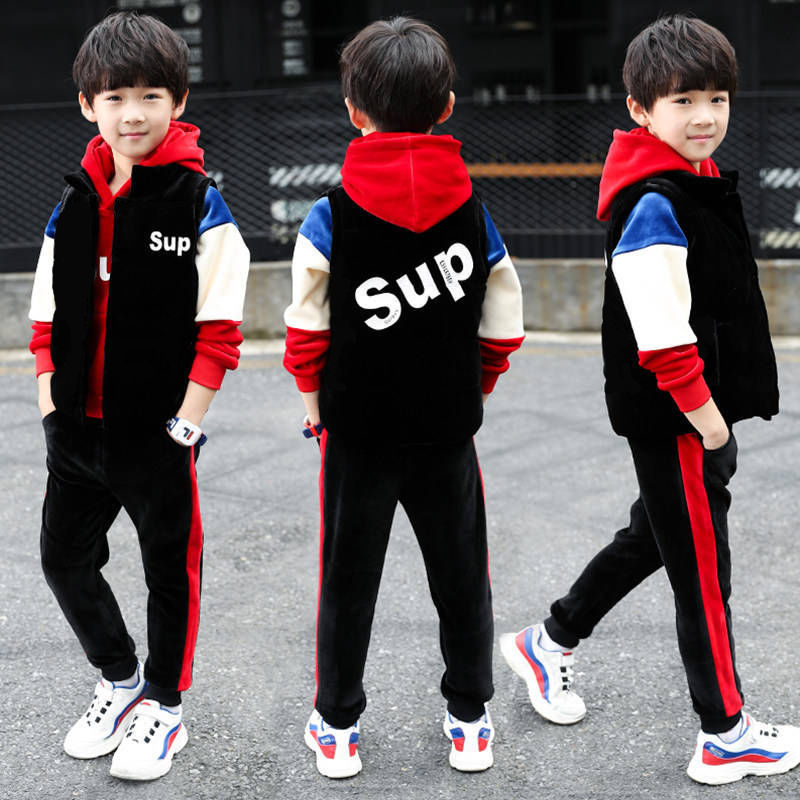Three piece boys' middle and big boys' sports suit boys' sweater