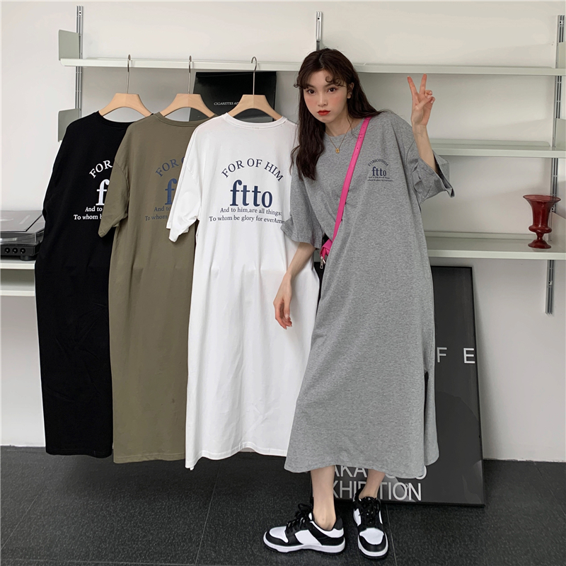 Real price real shot Korean department is easy to wear T-shirt dress