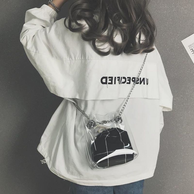 Transparent chain small bag women 2020 new ins messenger bag Student Korean versatile Mini jelly Bucket Bag