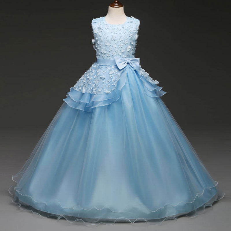 Children's wedding dress Princess Dress Girls' Festival Performance dress long poncho skirt middle school children's dress skirt